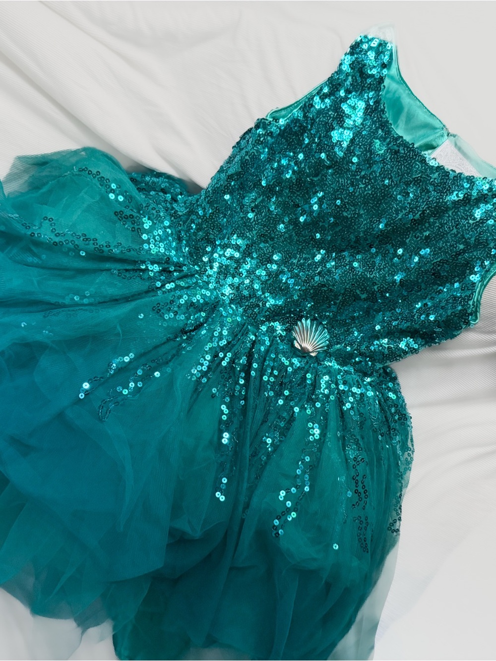 DISNEY The Little Mermaid Ariel Mermaid Teal Sequin Shell Tulle Dress Costume